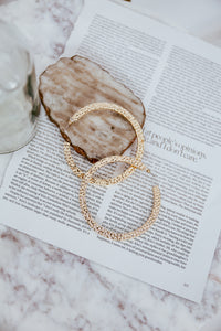 Dented Gold Metal Hoop Earring