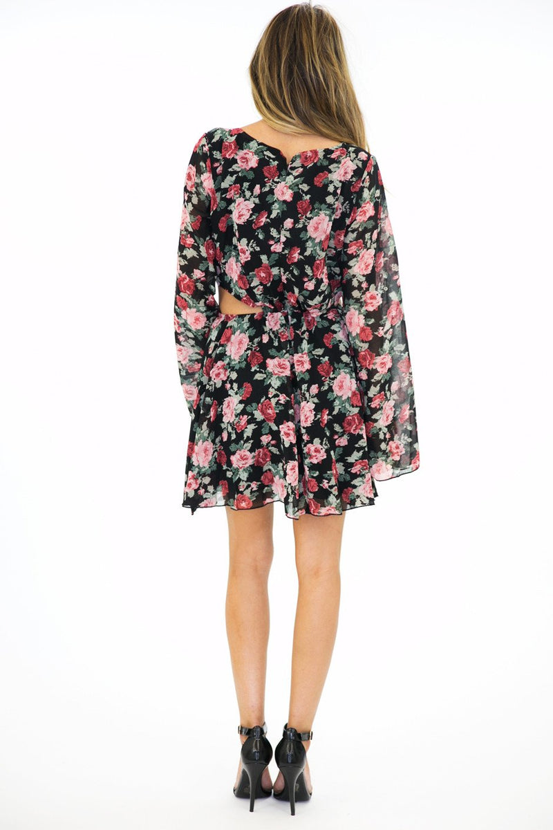 JENA FLORAL CUTOUT CHIFFON DRESS - Haute & Rebellious