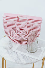 Bamboo Basket Bag - Pink