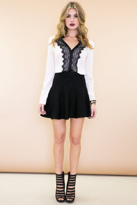 Emma Lace Trim Chiffon Blouse - Haute & Rebellious