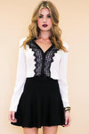 Emma Lace Trim Chiffon Blouse - Haute & Rebellious