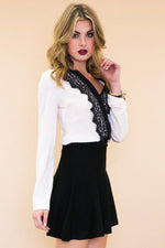 Emma Lace Trim Chiffon Blouse - Haute & Rebellious