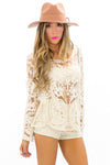 MESH CROCHET SWEATER TOP - Cream - Haute & Rebellious