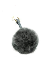 Fur Pom-Pom Key Chain - Grey - Haute & Rebellious