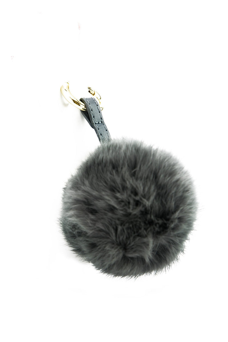 Fur Pom-Pom Key Chain - Grey - Haute & Rebellious