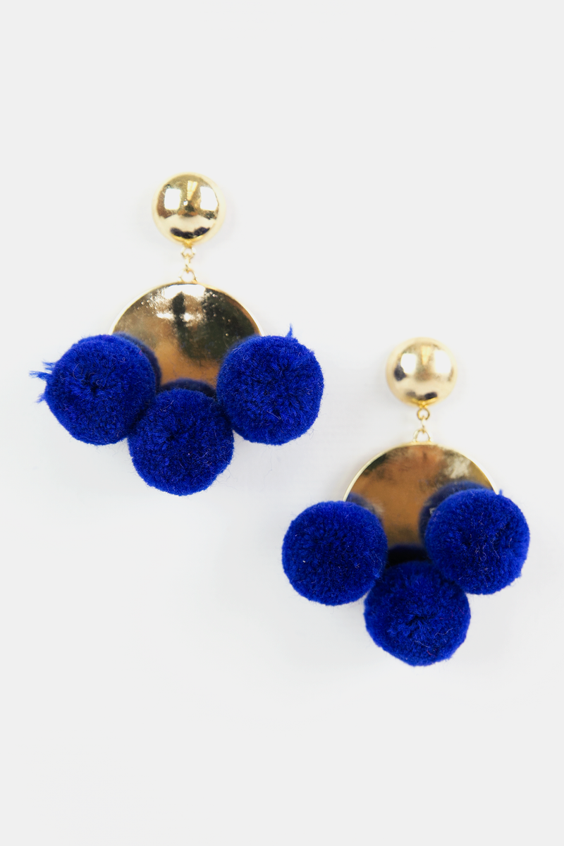 Between Pom Poms Earrings - Blue - Haute & Rebellious