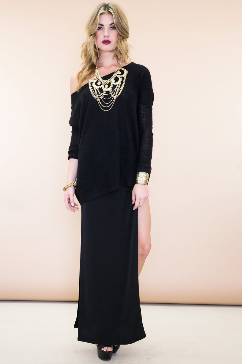 Petite double split deals maxi skirt