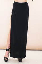 Olia Double-Slit Stretch Maxi Skirt - Black - Haute & Rebellious