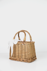 Box Basket Bag with Black and White Ribbon - Haute & Rebellious