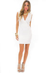 FRANCI SLEEVELESS DEEP-V DRESS - White - Haute & Rebellious