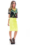 NEAMON MESH CONTRAST PENCIL SKIRT - Haute & Rebellious