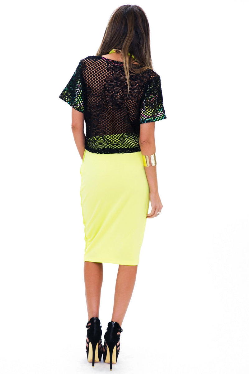 NEAMON MESH CONTRAST PENCIL SKIRT - Haute & Rebellious