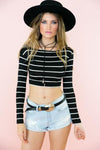 Striped Crop Top - Black