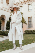 Suede Flat Brim Hat - Off White