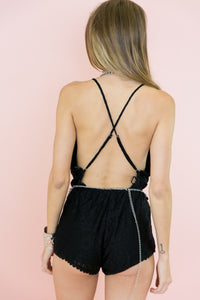 Karena Lace Romper - Black - Haute & Rebellious