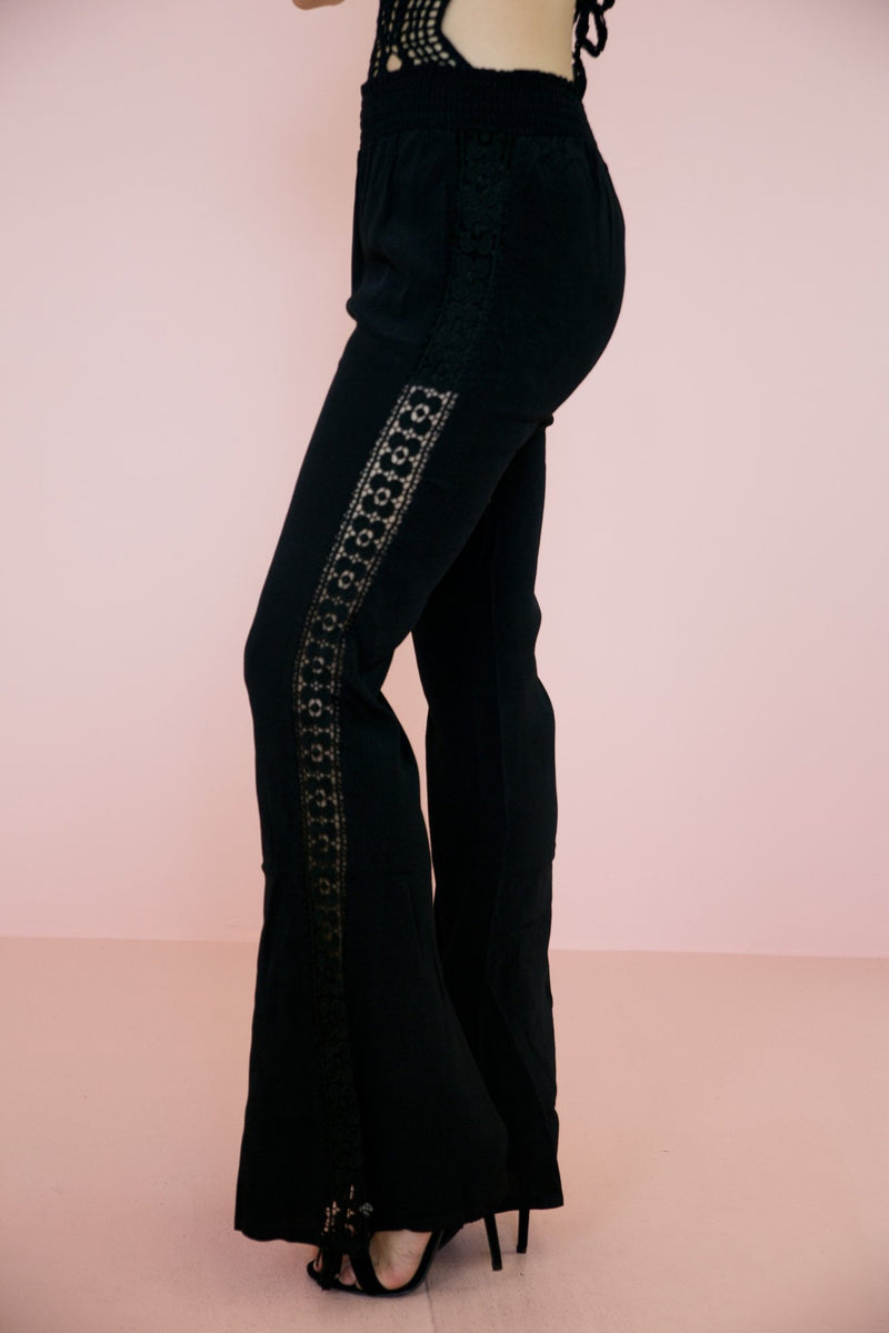 Maddi Lace Contrast Pant - Black - Haute & Rebellious