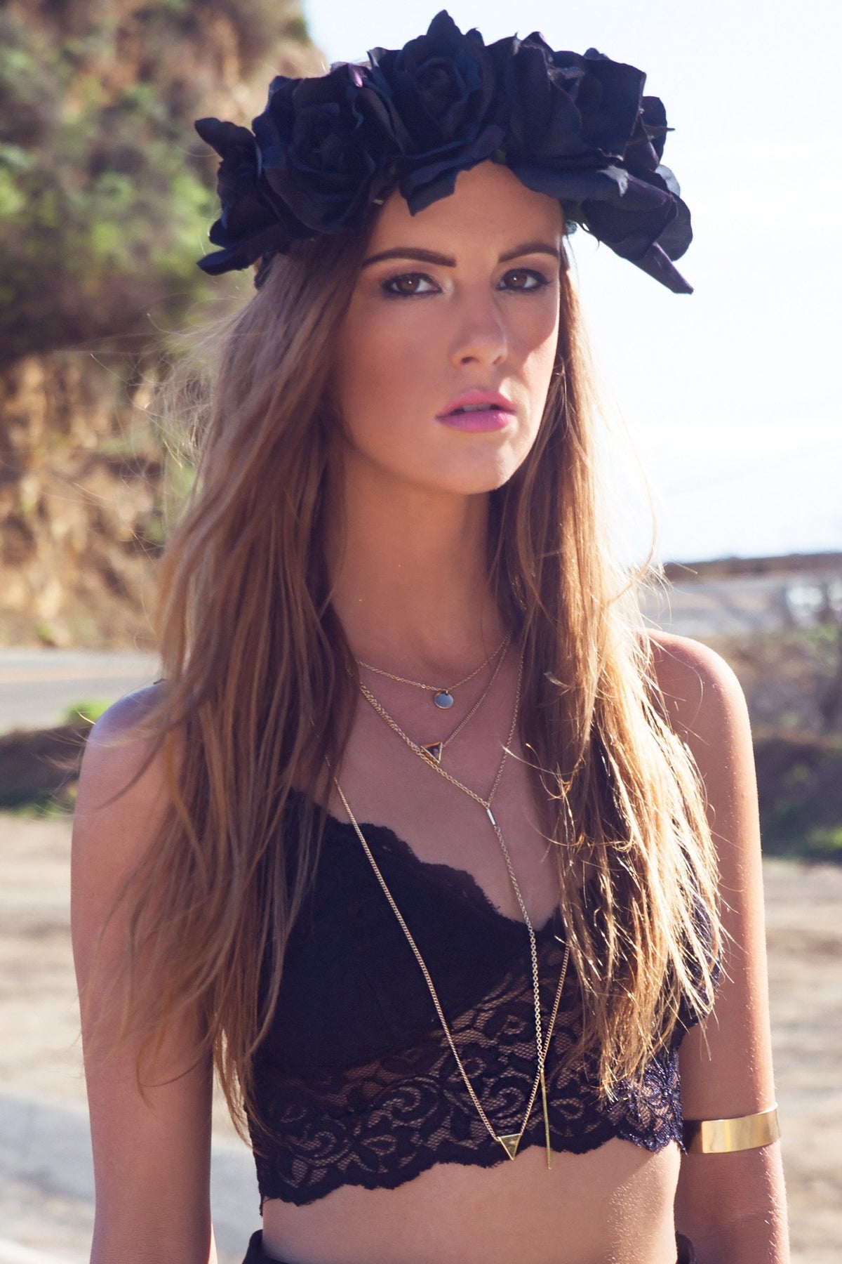 Midnight Queen Flower Child Headband - Black - Haute & Rebellious