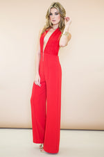 Mila Dressy Halter Jumpsuit - Red - Haute & Rebellious