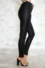 Lace Up Coated Skinnies - Haute & Rebellious