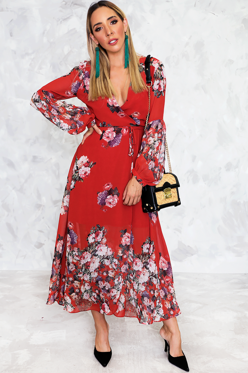Unforgettable Floral Wrap Maxi Dress - Haute & Rebellious