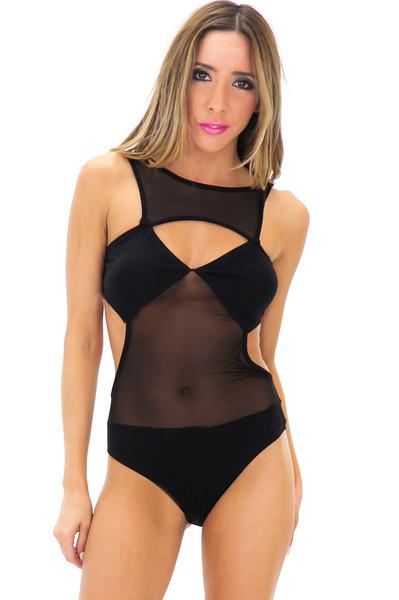 MARS MESH CUTOUT BODYSUIT - Black - Haute & Rebellious