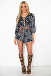 Ellah Open Back Lace-Up Romper - Haute & Rebellious