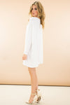 Emma Basic Long Sleeve Shift Dress - White - Haute & Rebellious