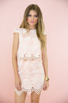Erin Lace Mesh Detail  Skirt - Blush - Haute & Rebellious