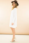 Emma Basic Long Sleeve Shift Dress - White - Haute & Rebellious