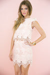 Erin Lace Mesh Detail  Skirt - Blush - Haute & Rebellious