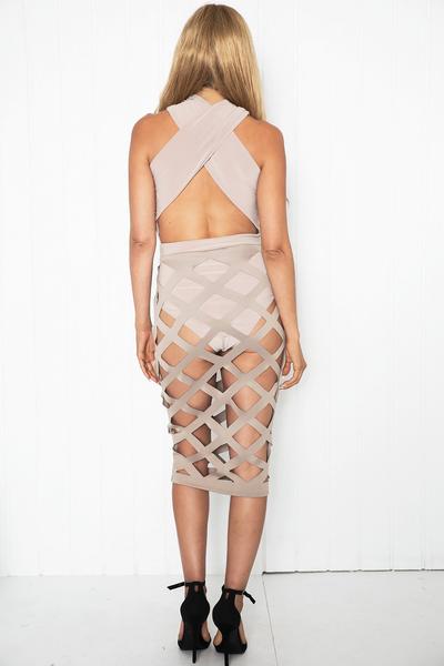 Karina Cutout Midi Dress - Taupe