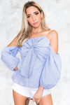 I Got You  Striped Bow-Tie Off-Shoulder Top - Haute & Rebellious