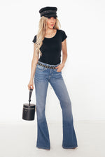 Crew-neck Stretch T-shirt - Black