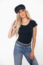 Crew-neck Stretch T-shirt - Black