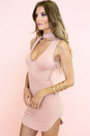 Oliver Neck Tie Dress - Blush - Haute & Rebellious