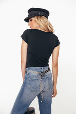 Crew-neck Stretch T-shirt - Black