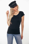 Crew-neck Stretch T-shirt - Black