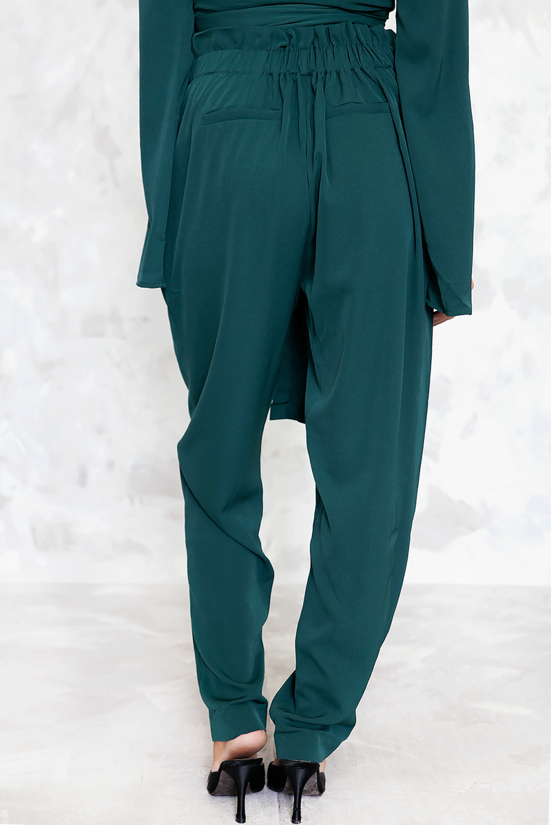 High Waisted  Button Trousers with Front Overlap - Haute & Rebellious