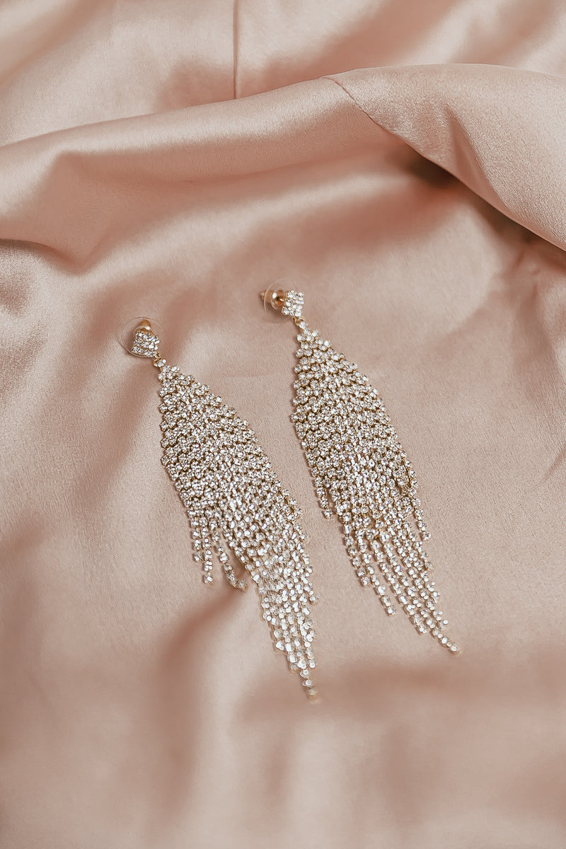 Elegant Chandelier Crystal Earrings - Gold