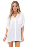 GRAYSON BUTTON-UP DRESS SHIRT - White - Haute & Rebellious