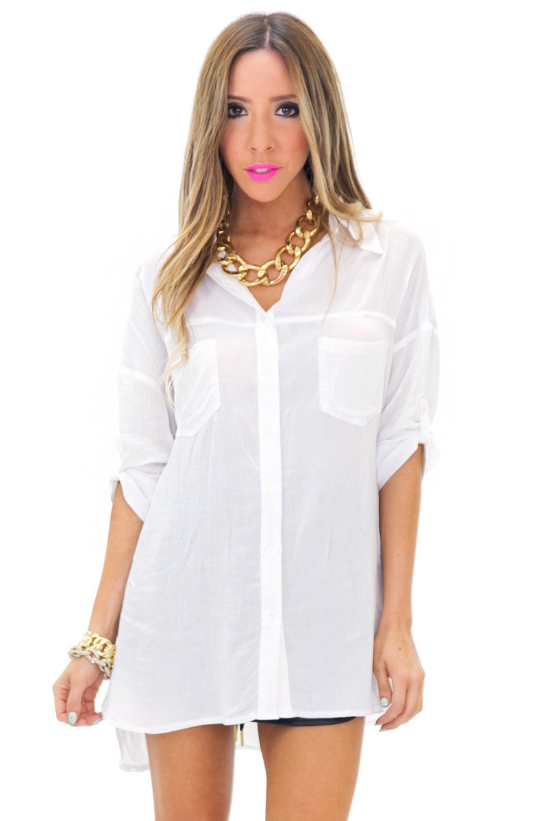 GRAYSON BUTTON-UP DRESS SHIRT - White - Haute & Rebellious
