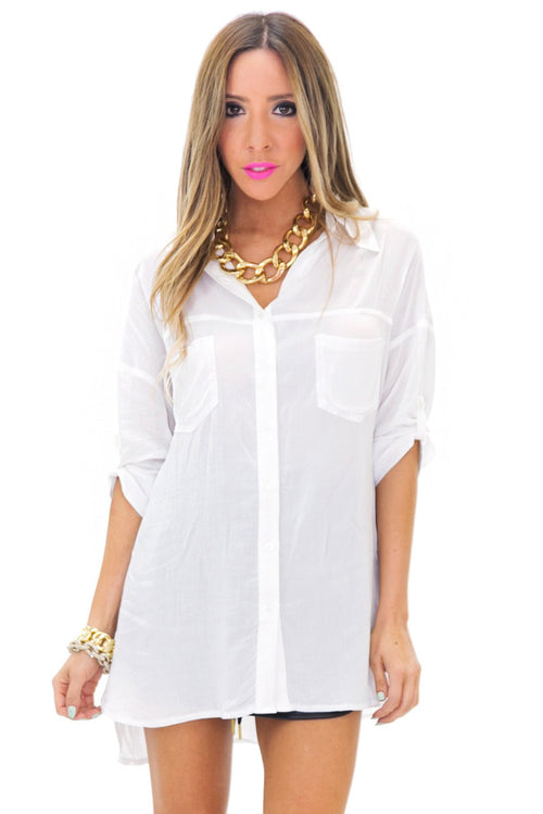 GRAYSON BUTTON-UP DRESS SHIRT - White - Haute & Rebellious
