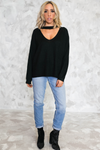 No Return Cutout Sweater - Black - Haute & Rebellious