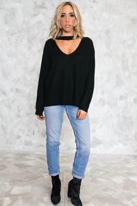 No Return Cutout Sweater - Black - Haute & Rebellious