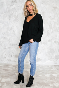No Return Cutout Sweater - Black - Haute & Rebellious