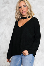No Return Cutout Sweater - Black - Haute & Rebellious