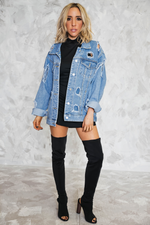 Ripped Denim Oversized Jacket - Haute & Rebellious