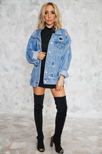 Ripped Denim Oversized Jacket - Haute & Rebellious