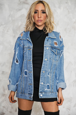 Ripped Denim Oversized Jacket - Haute & Rebellious