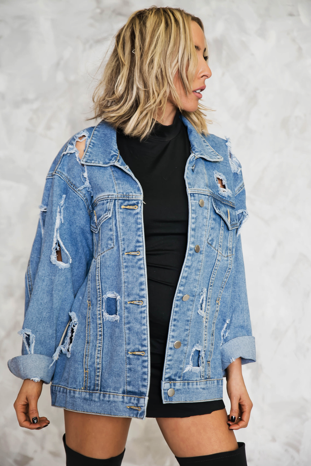 Ripped Denim Oversized Jacket – Haute & Rebellious